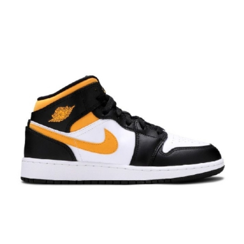 Air jordan 1 mid 'black university gold' women's 7.5 youth's 6Y sku 554725 177